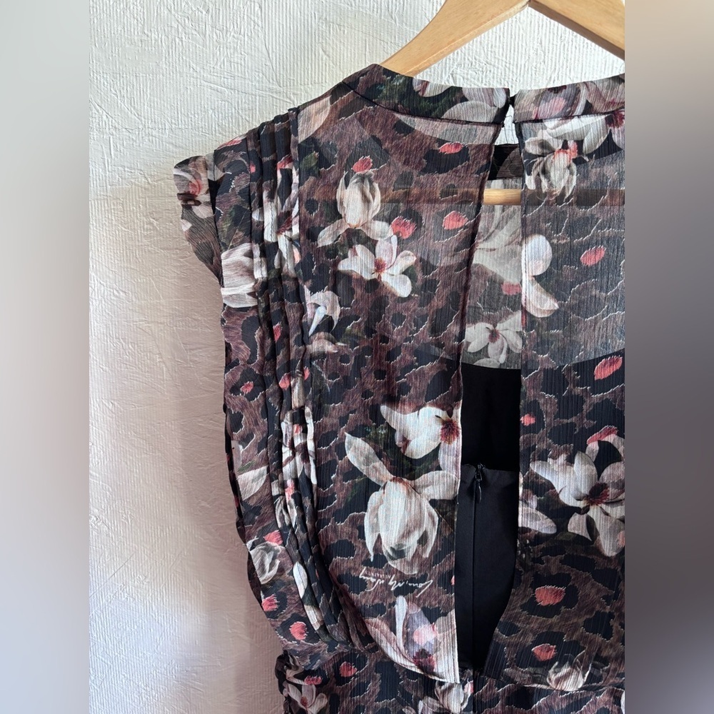 All Saints Floral Leopard Print Ruffle Ruched Hali Alessandra Mini Dress - Picture 13 of 17
